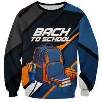 Personalized Back To School Sweatshirt Student Backpack Basketball Geometric Stripes