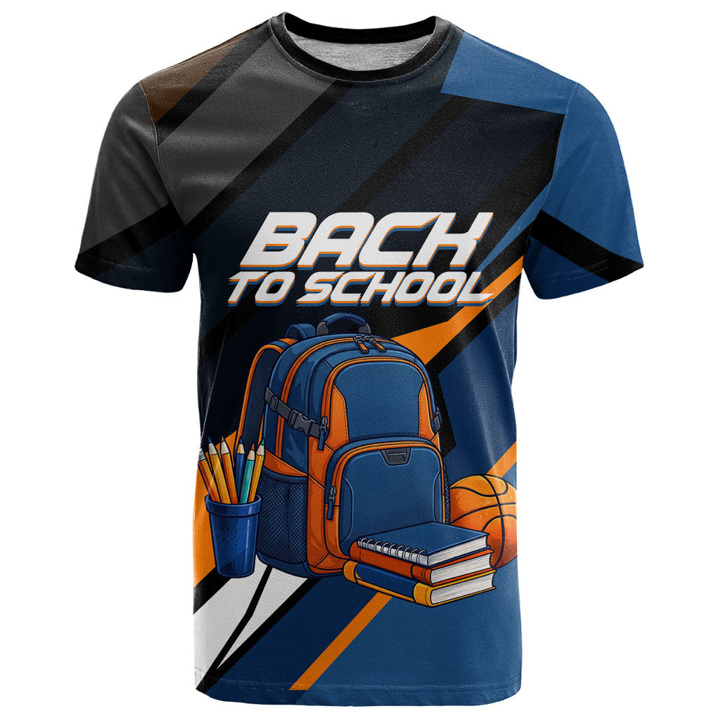 Personalized Back To School T Shirt Student Backpack Basketball Geometric Stripes
