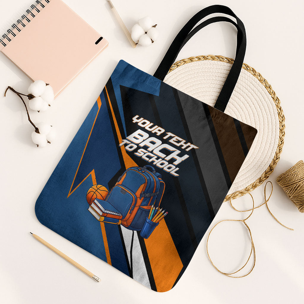 Personalized Back To School Tote Bag Student Backpack Basketball Geometric Stripes