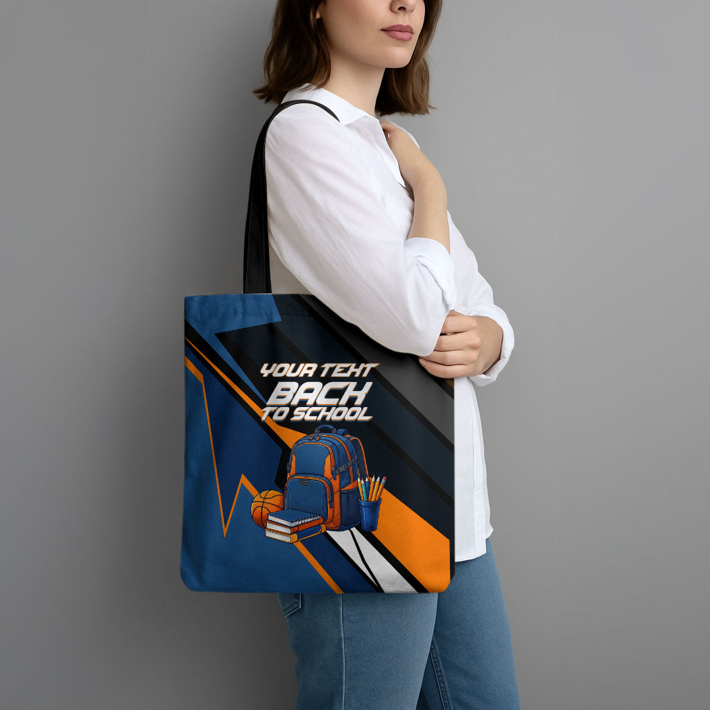 Personalized Back To School Tote Bag Student Backpack Basketball Geometric Stripes