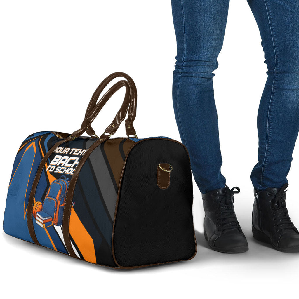 Personalized Back To School Travel Bag Student Backpack Basketball Geometric Stripes