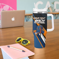 Personalized Back To School Tumbler With Handle Student Backpack Basketball Geometric Stripes
