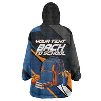 Personalized Back To School Wearable Blanket Hoodie Student Backpack Basketball Geometric Stripes