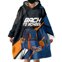 Personalized Back To School Wearable Blanket Hoodie Student Backpack Basketball Geometric Stripes