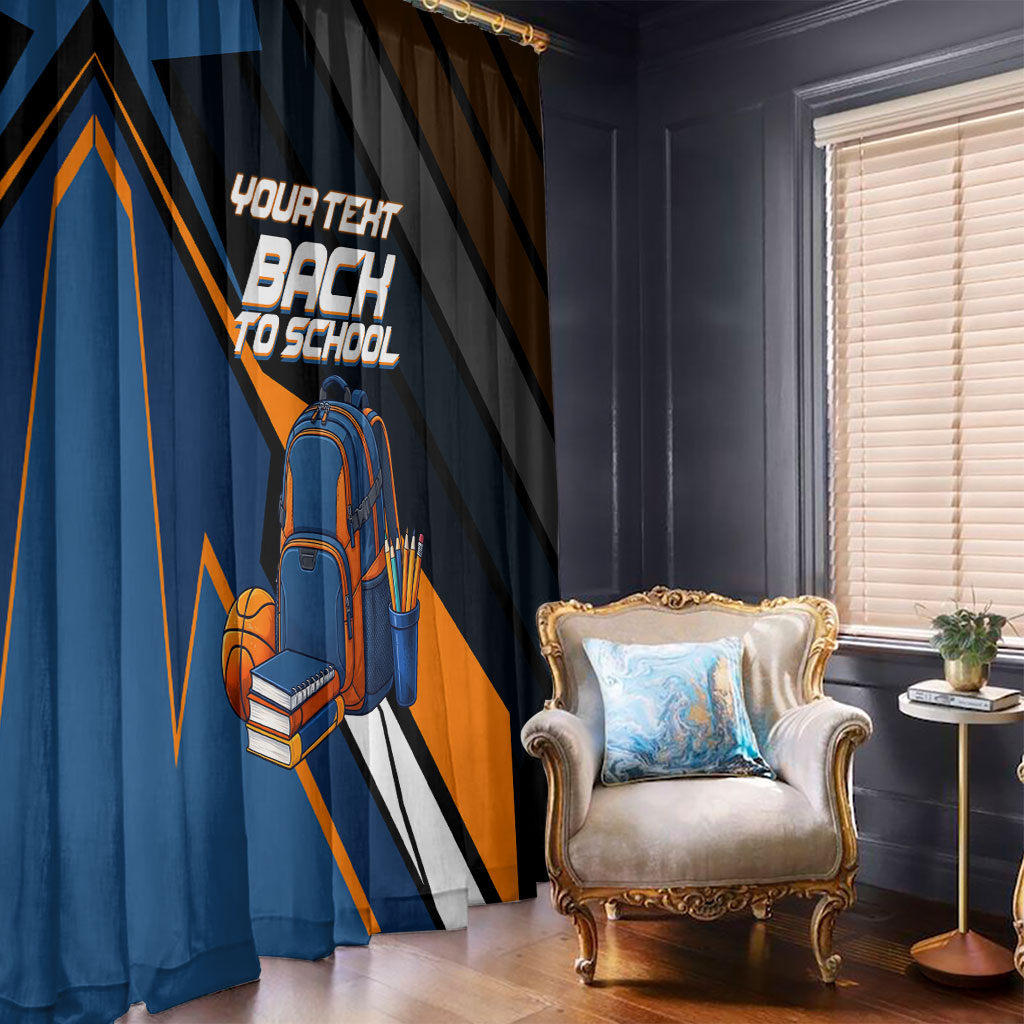 Personalized Back To School Window Curtain Student Backpack Basketball Geometric Stripes