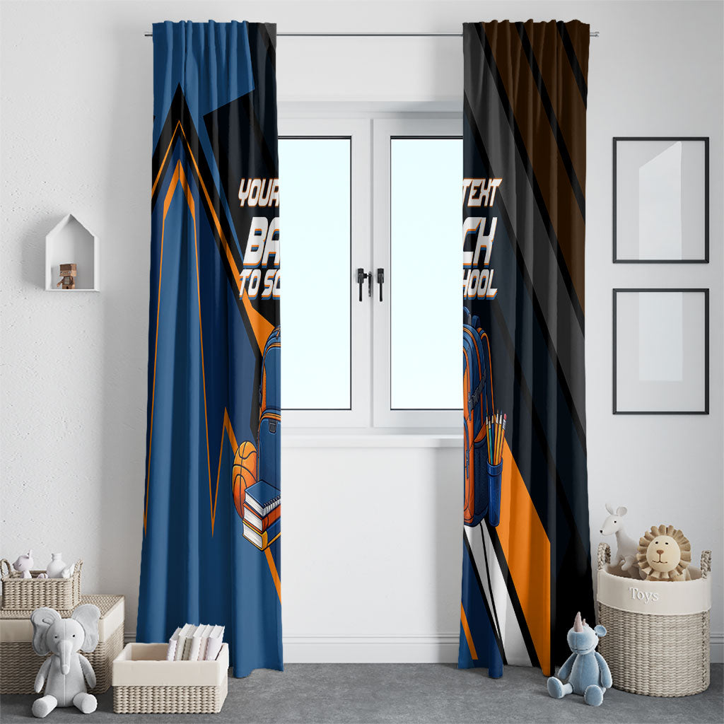 Personalized Back To School Window Curtain Student Backpack Basketball Geometric Stripes