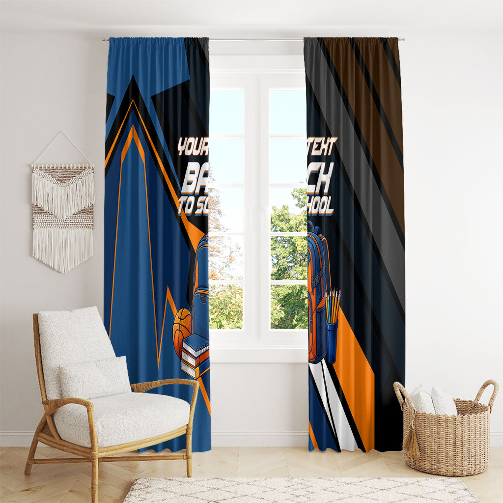 Personalized Back To School Window Curtain Student Backpack Basketball Geometric Stripes