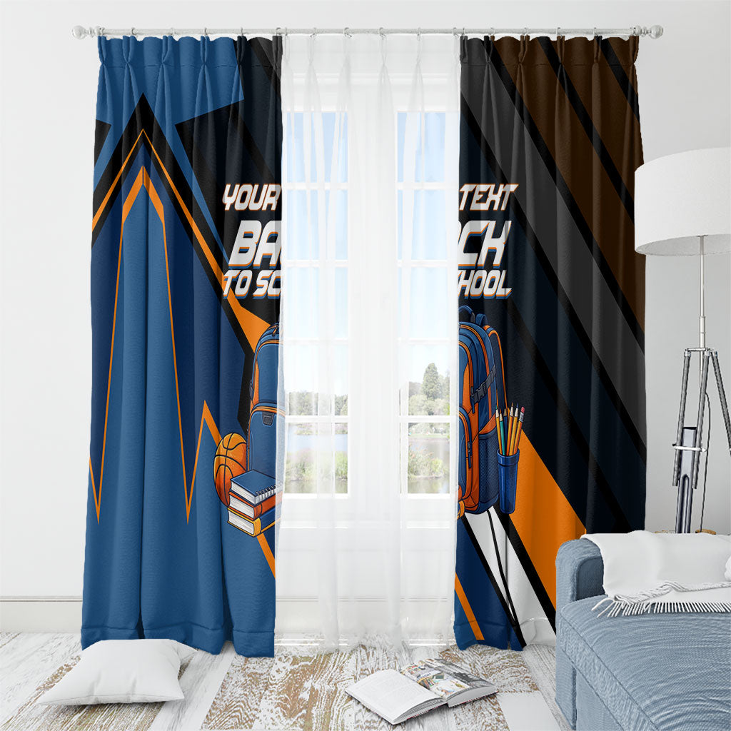 Personalized Back To School Window Curtain Student Backpack Basketball Geometric Stripes