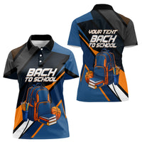 Personalized Back To School Women Polo Shirt Student Backpack Basketball Geometric Stripes