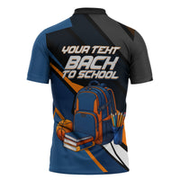 Personalized Back To School Zipper Polo Shirt Student Backpack Basketball Geometric Stripes