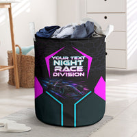 Personalized Night Race Division Laundry Basket Cyberpunk Racing Synthwave Motorsport Neon Graphic