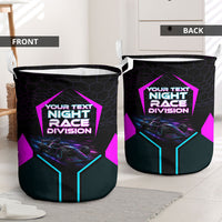 Personalized Night Race Division Laundry Basket Cyberpunk Racing Synthwave Motorsport Neon Graphic