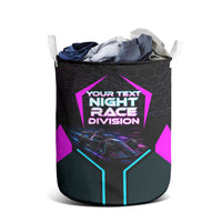 Personalized Night Race Division Laundry Basket Cyberpunk Racing Synthwave Motorsport Neon Graphic