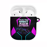 Personalized Night Race Division AirPods Case Cyberpunk Racing Synthwave Motorsport Neon Graphic