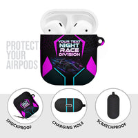 Personalized Night Race Division AirPods Case Cyberpunk Racing Synthwave Motorsport Neon Graphic