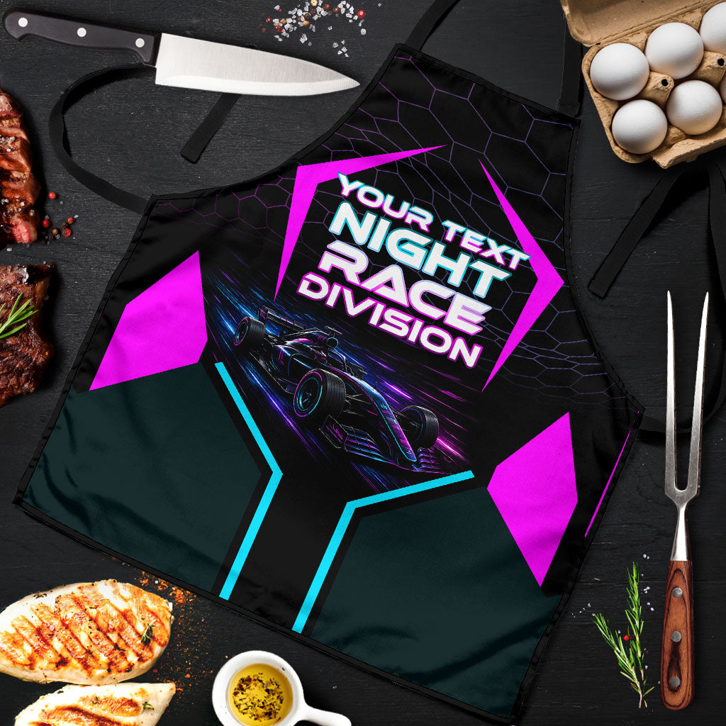 Personalized Night Race Division Apron Cyberpunk Racing Synthwave Motorsport Neon Graphic