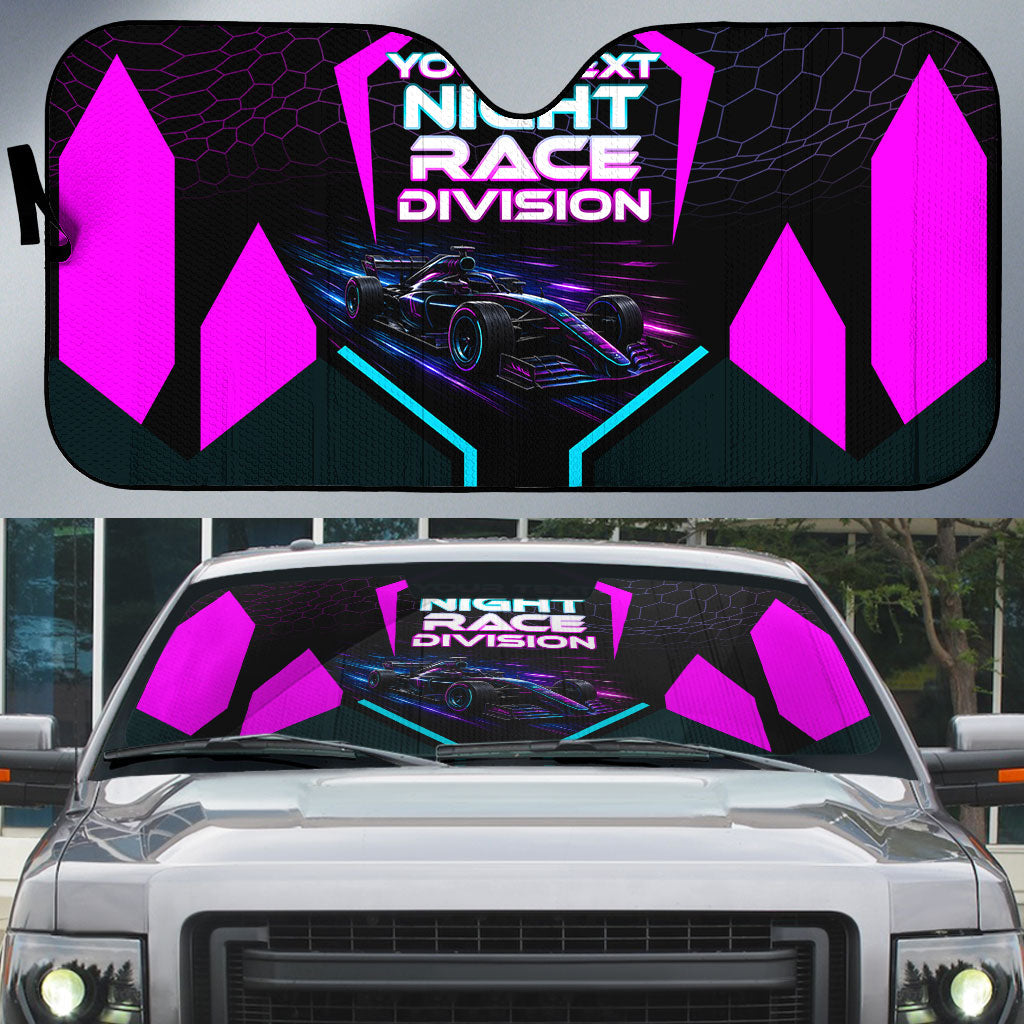 Personalized Night Race Division Auto Sun Shade Cyberpunk Racing Synthwave Motorsport Neon Graphic