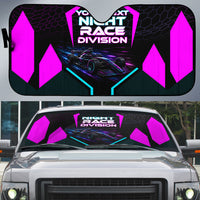 Personalized Night Race Division Auto Sun Shade Cyberpunk Racing Synthwave Motorsport Neon Graphic