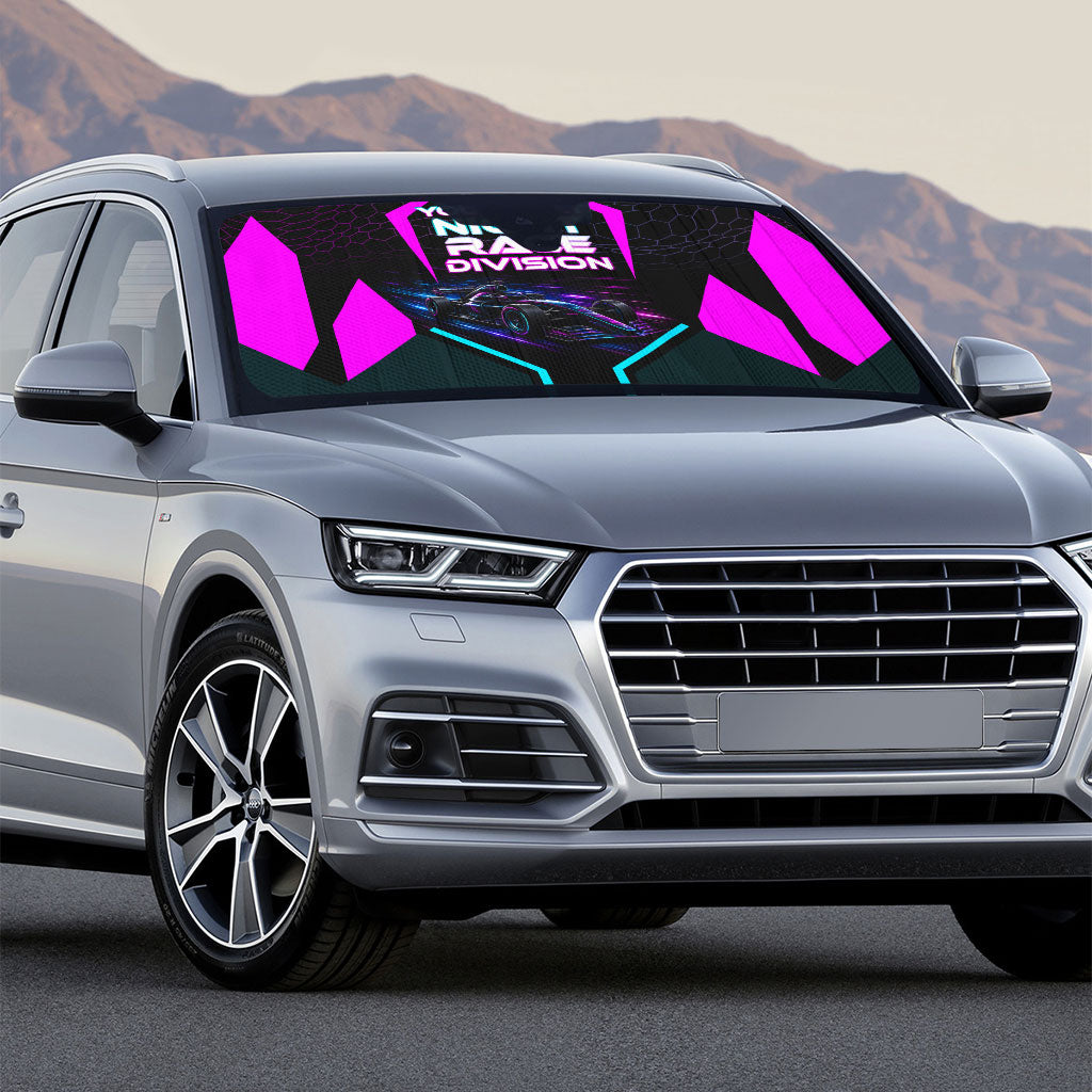 Personalized Night Race Division Auto Sun Shade Cyberpunk Racing Synthwave Motorsport Neon Graphic