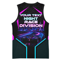 Personalized Night Race Division Basketball Jersey Cyberpunk Racing Synthwave Motorsport Neon Graphic