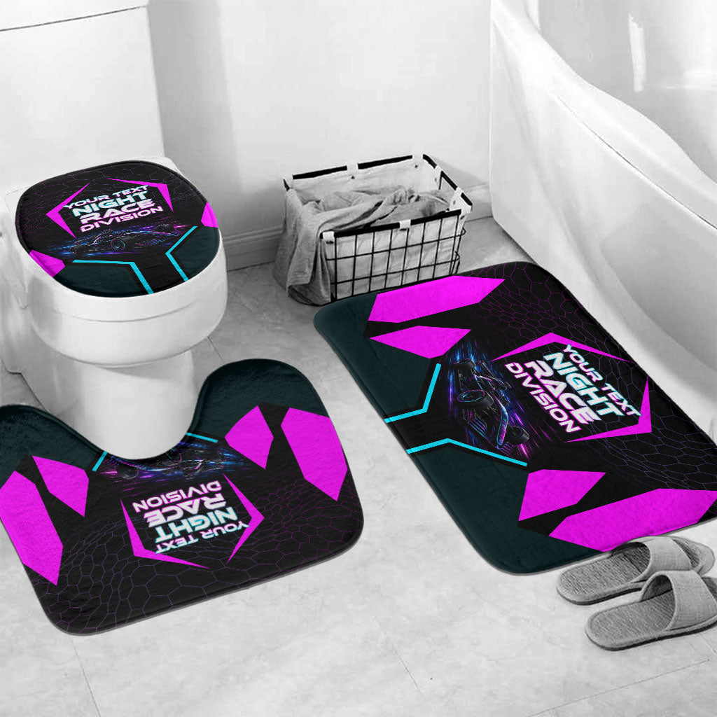 Personalized Night Race Division Bathroom Set Cyberpunk Racing Synthwave Motorsport Neon Graphic