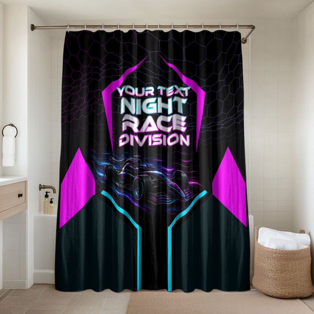Personalized Night Race Division Bathroom Set Cyberpunk Racing Synthwave Motorsport Neon Graphic