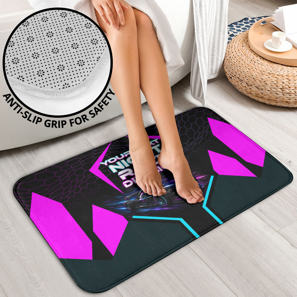 Personalized Night Race Division Bathroom Set Cyberpunk Racing Synthwave Motorsport Neon Graphic