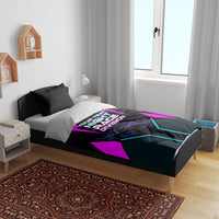 Personalized Night Race Division Bedding Set Cyberpunk Racing Synthwave Motorsport Neon Graphic