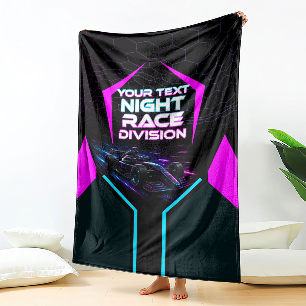 Personalized Night Race Division Blanket Cyberpunk Racing Synthwave Motorsport Neon Graphic