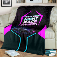 Personalized Night Race Division Blanket Cyberpunk Racing Synthwave Motorsport Neon Graphic