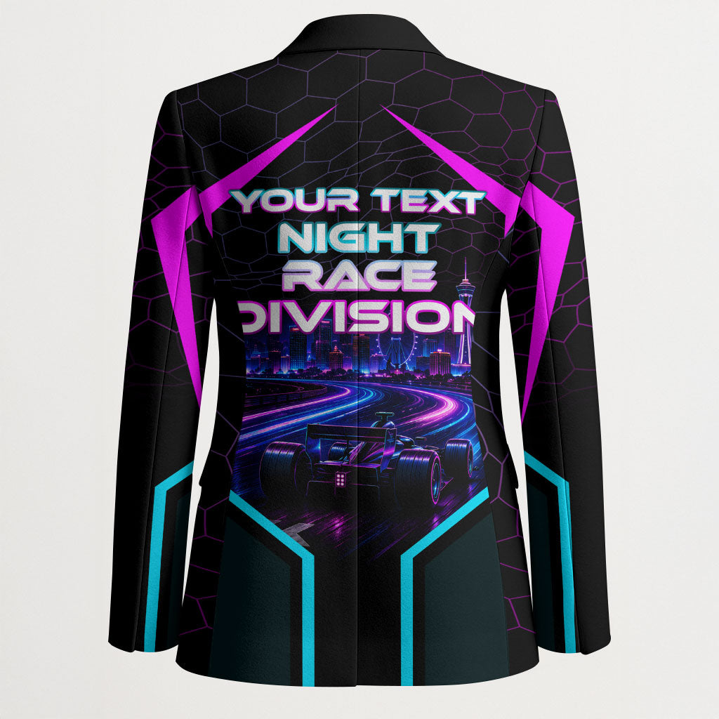Personalized Night Race Division Blazer Cyberpunk Racing Synthwave Motorsport Neon Graphic