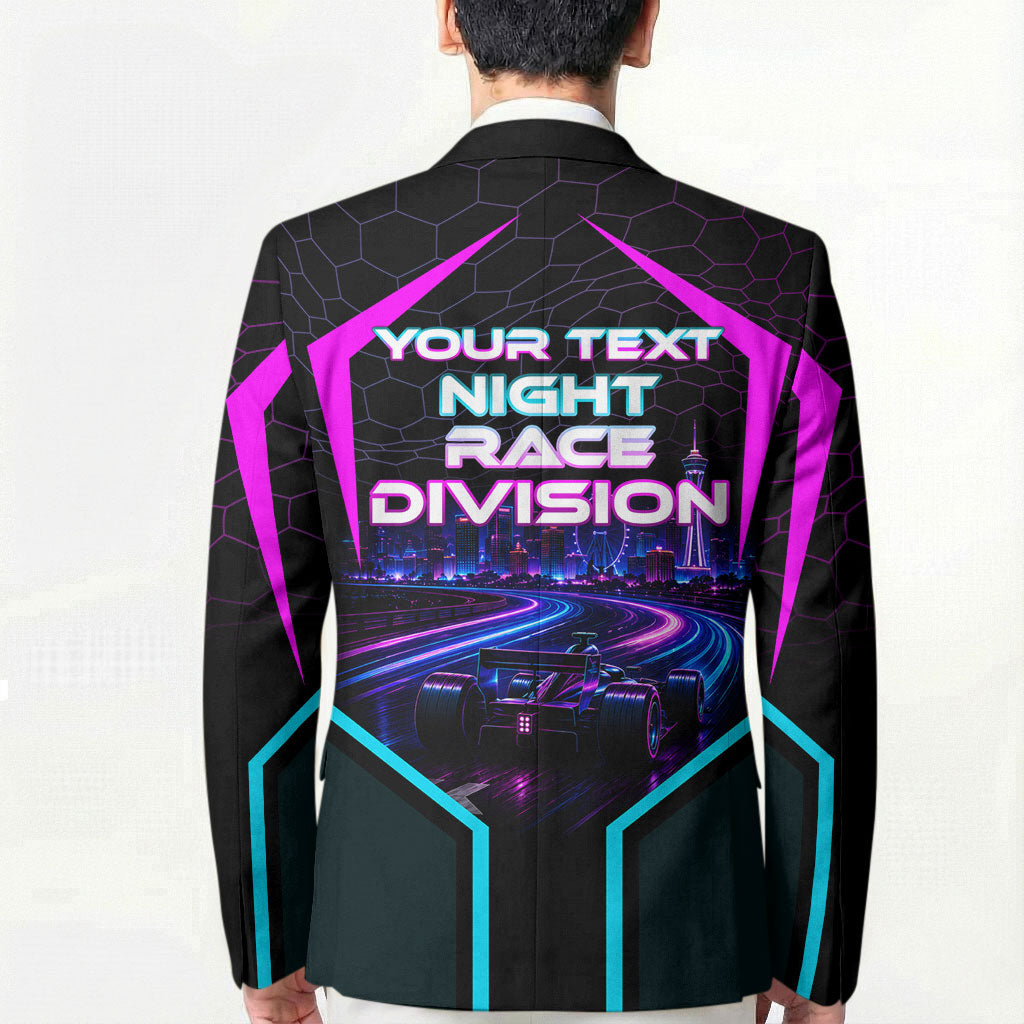 Personalized Night Race Division Blazer Cyberpunk Racing Synthwave Motorsport Neon Graphic
