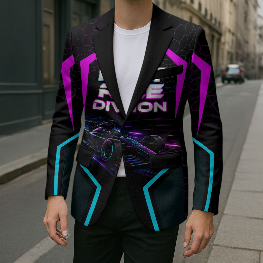 Personalized Night Race Division Blazer Cyberpunk Racing Synthwave Motorsport Neon Graphic