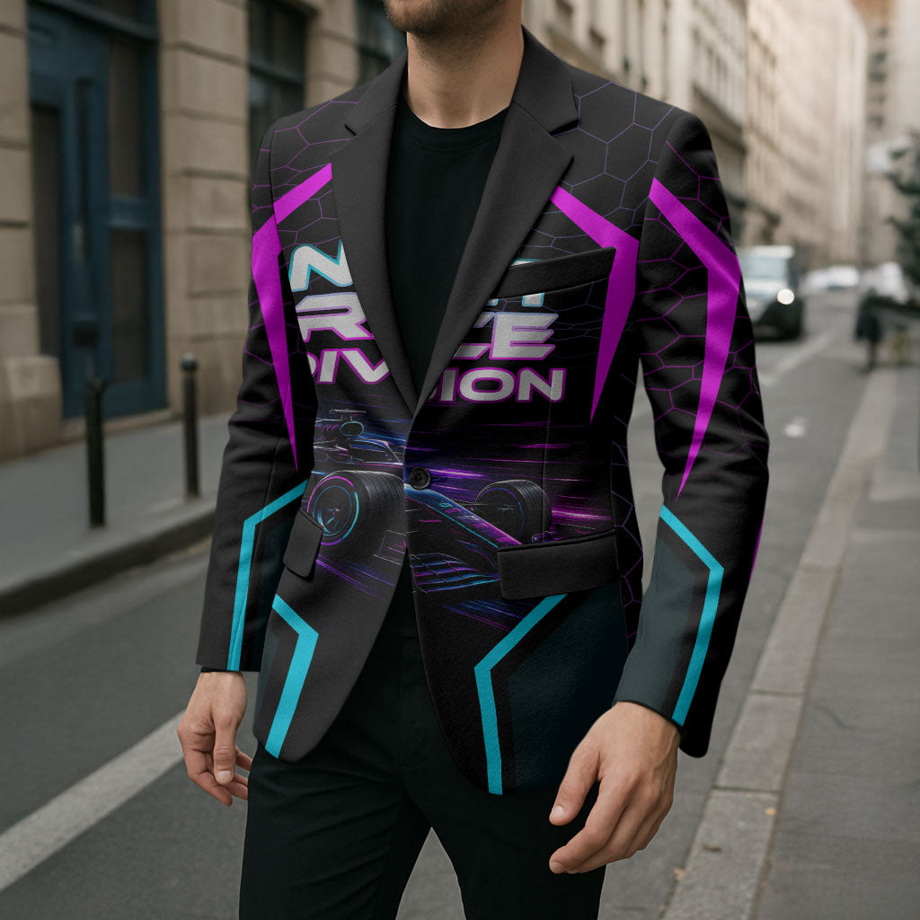 Personalized Night Race Division Blazer Cyberpunk Racing Synthwave Motorsport Neon Graphic