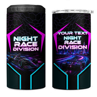 Personalized Night Race Division 4 in 1 Can Cooler Tumbler Cyberpunk Racing Synthwave Motorsport Neon Graphic
