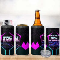Personalized Night Race Division 4 in 1 Can Cooler Tumbler Cyberpunk Racing Synthwave Motorsport Neon Graphic