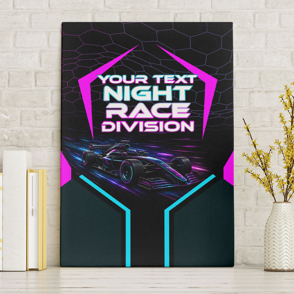 Personalized Night Race Division Canvas Wall Art Cyberpunk Racing Synthwave Motorsport Neon Graphic