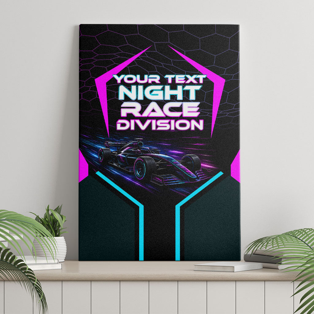 Personalized Night Race Division Canvas Wall Art Cyberpunk Racing Synthwave Motorsport Neon Graphic