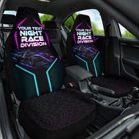 Personalized Night Race Division Car Seat Cover Cyberpunk Racing Synthwave Motorsport Neon Graphic