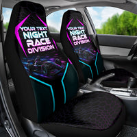 Personalized Night Race Division Car Seat Cover Cyberpunk Racing Synthwave Motorsport Neon Graphic