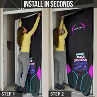 Personalized Night Race Division Door Cover Cyberpunk Racing Synthwave Motorsport Neon Graphic