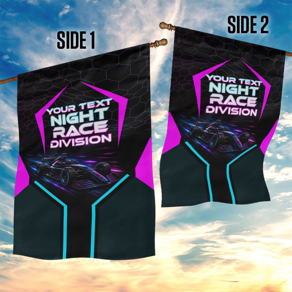 Personalized Night Race Division Garden Flag Cyberpunk Racing Synthwave Motorsport Neon Graphic