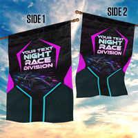 Personalized Night Race Division Garden Flag Cyberpunk Racing Synthwave Motorsport Neon Graphic