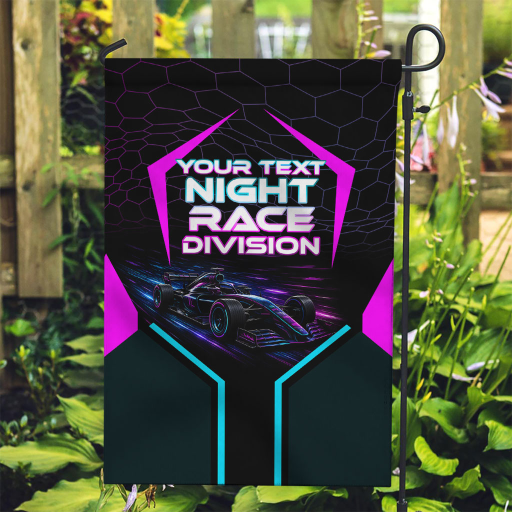 Personalized Night Race Division Garden Flag Cyberpunk Racing Synthwave Motorsport Neon Graphic