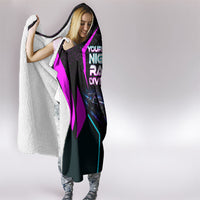 Personalized Night Race Division Hooded Blanket Cyberpunk Racing Synthwave Motorsport Neon Graphic