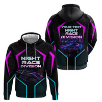 Personalized Night Race Division Hoodie Cyberpunk Racing Synthwave Motorsport Neon Graphic