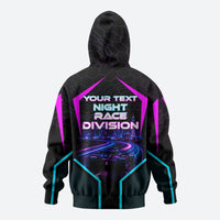 Personalized Night Race Division Hoodie Cyberpunk Racing Synthwave Motorsport Neon Graphic