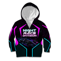 Personalized Night Race Division Kid Hoodie Cyberpunk Racing Synthwave Motorsport Neon Graphic