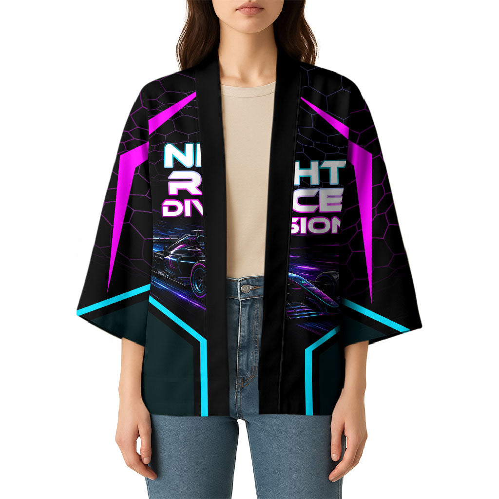 Personalized Night Race Division Kimono Cyberpunk Racing Synthwave Motorsport Neon Graphic