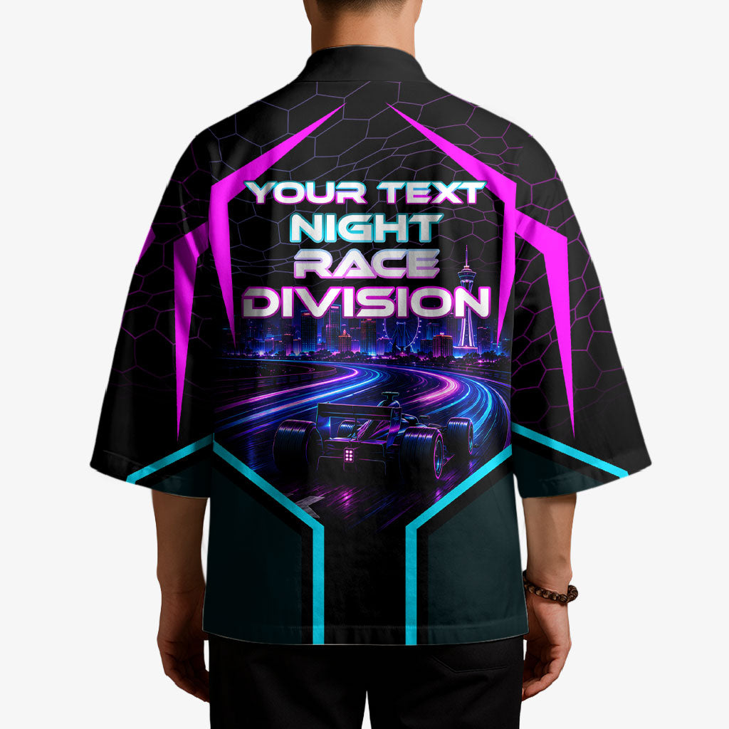Personalized Night Race Division Kimono Cyberpunk Racing Synthwave Motorsport Neon Graphic